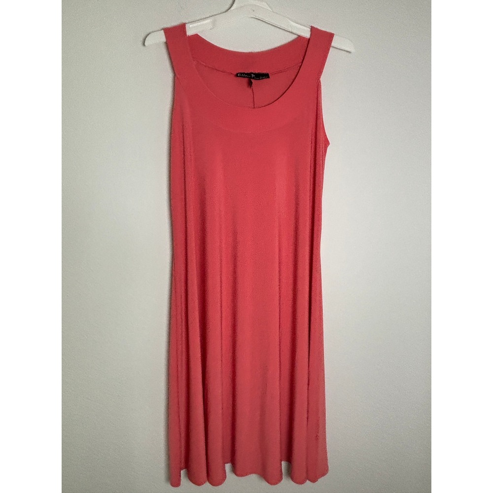 Ellen Parker Coral Pink Sleeveless Scoop Neck A-Line Knit Dress Large
